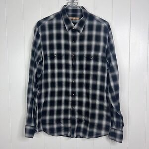John Varvatos USA Black and Gray Marshall Western Pearl Snap Shirt SZ XL